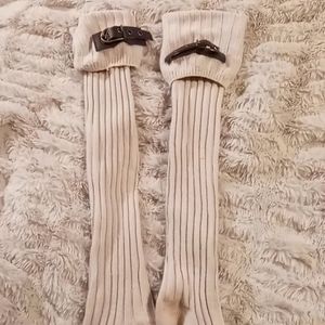 Boot socks, cream and brown